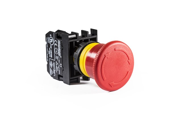 B Series Plastic 1NC Emergency 40 mm Turn to Release with Position Curser Red 22 mm Control Unit